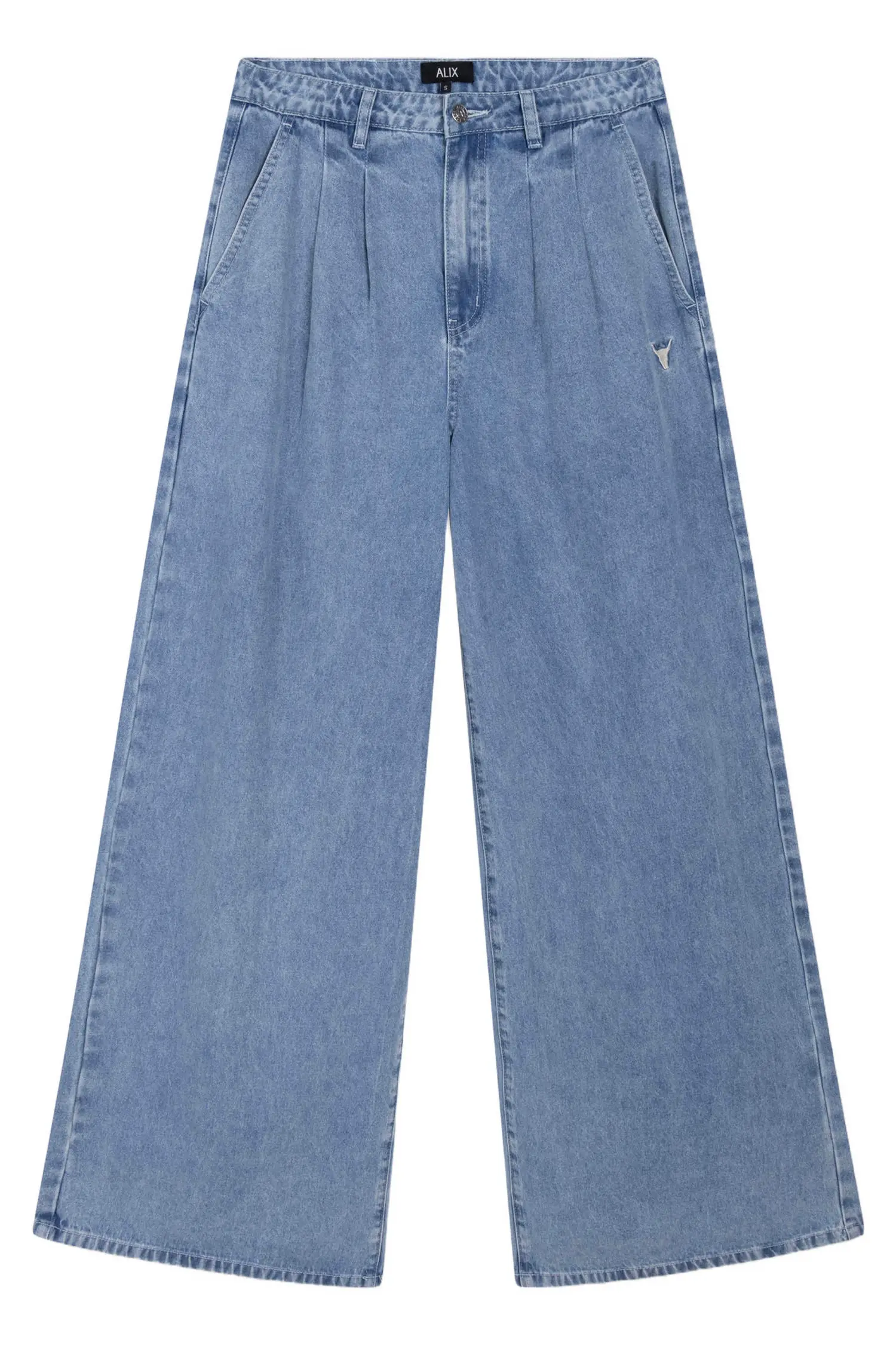 Ladies Woven Denim Wide Pants Light Blue Denim - Just be Jolie