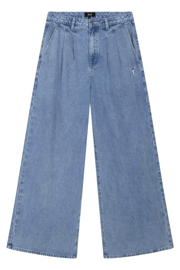 Alix The Label Ladies Woven Denim Wide Pants Light Blue Denim