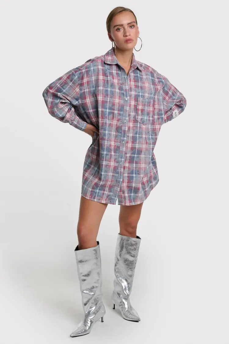 Alix The Label Ladies Woven Checked Dress Multi Colour