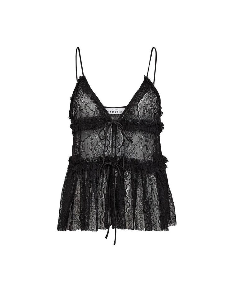 Haute L'Amitié New Lace Tie Top Black