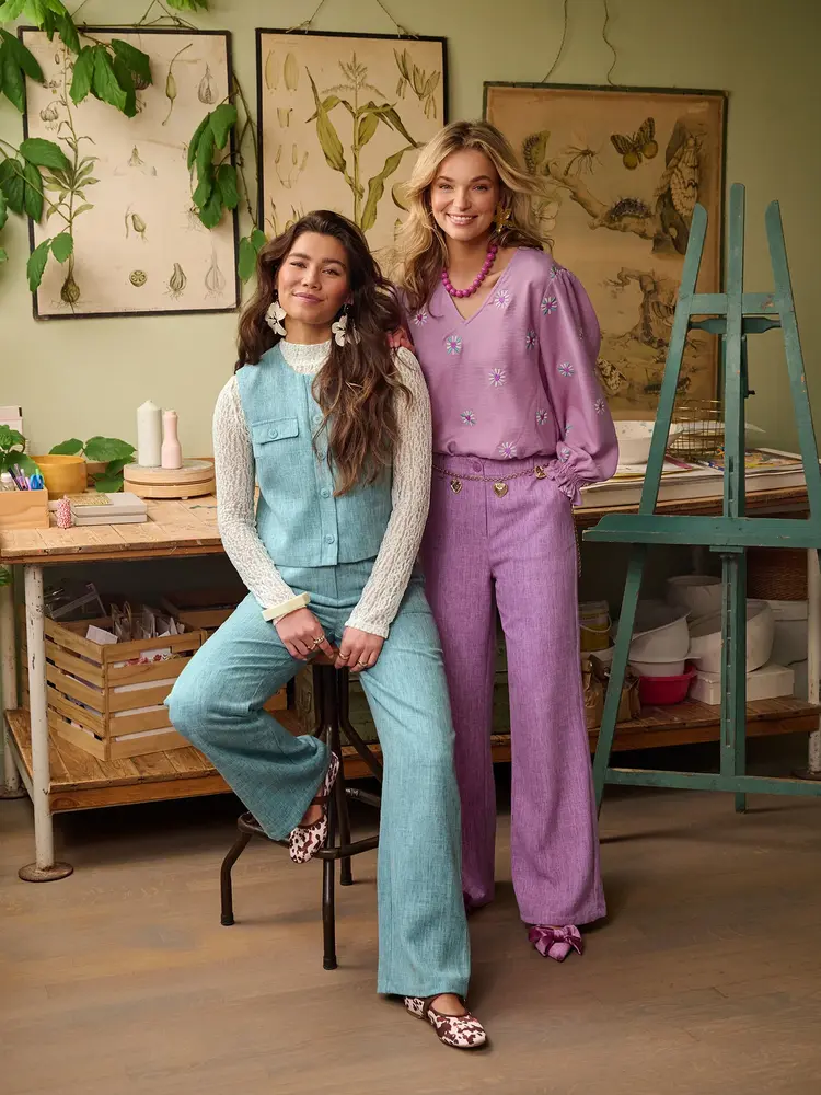 Ydence Pants Leona Turquoise Melange