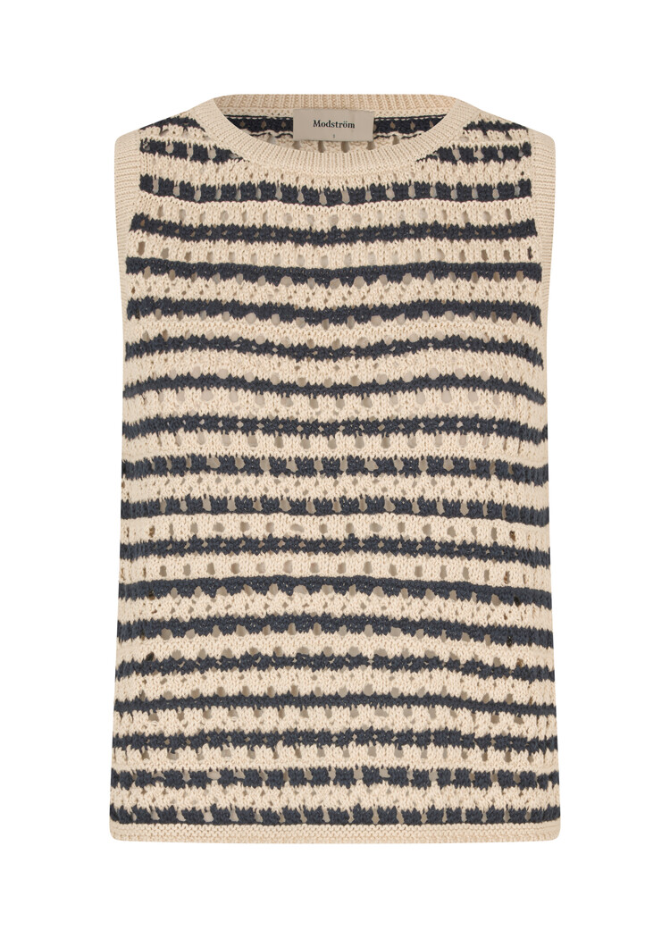 Modström VesterMD Stripe Top Navy Summer Sand