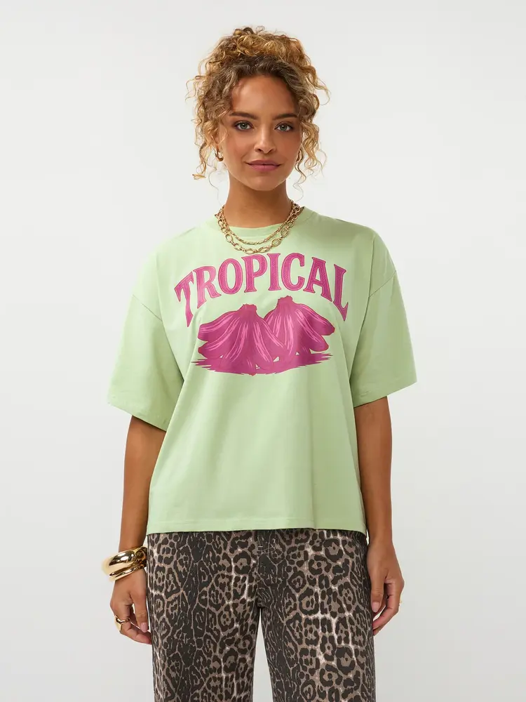 Ydence T-Shirt Tropical Soft Green