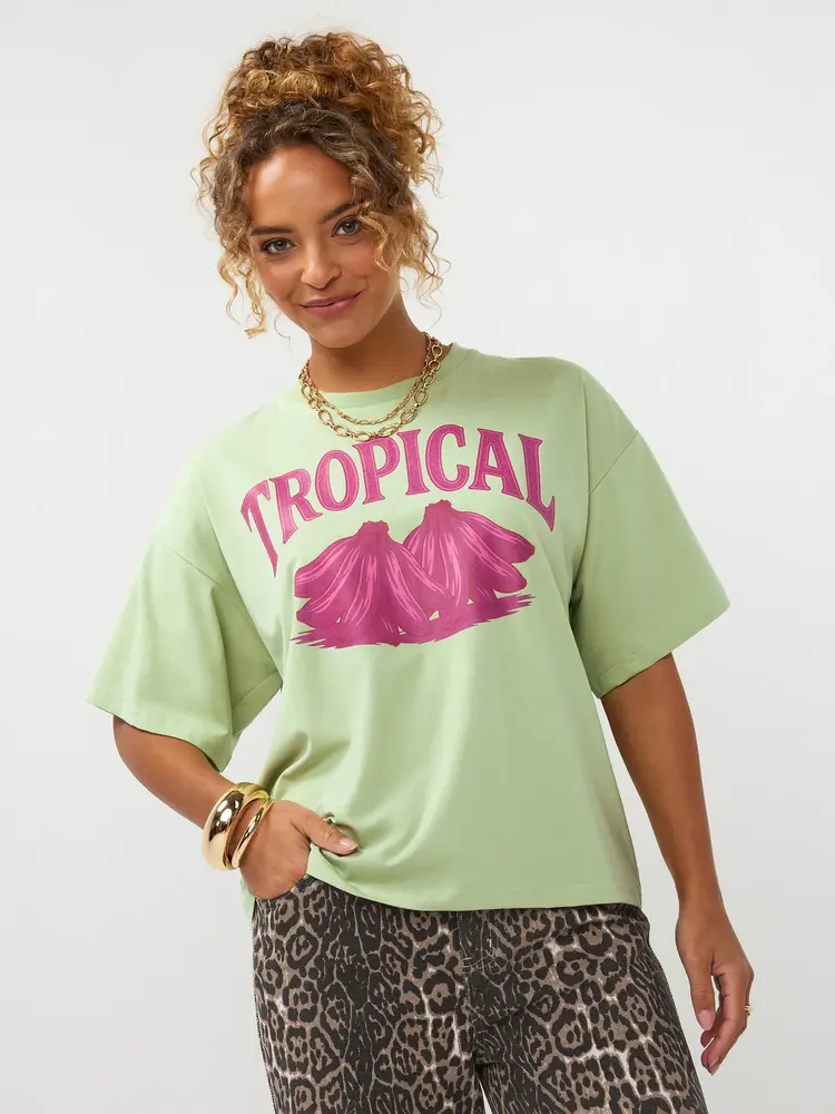 Ydence T-Shirt Tropical Soft Green