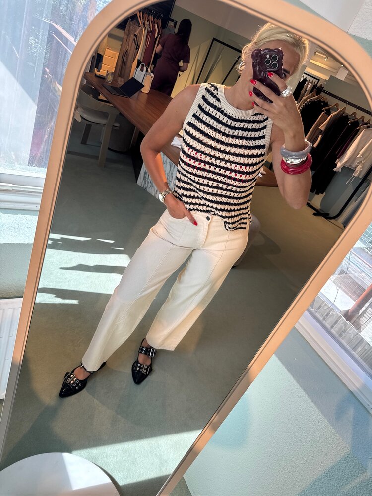 Modström VesterMD Stripe Top Navy Summer Sand
