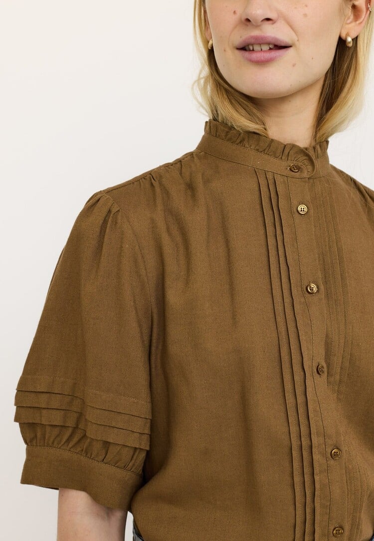 Soft Rebels Yindi Frill Shirt Sepia
