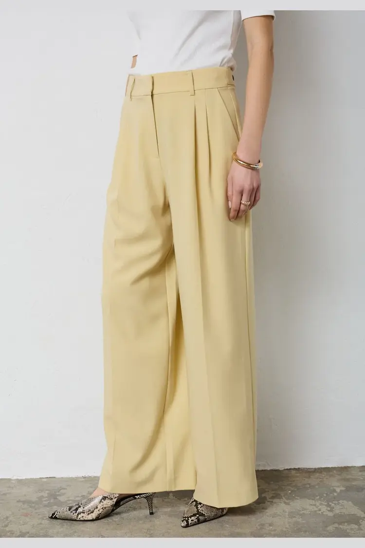 Co'Couture NilanCC Pleat Pant Pale Yellow