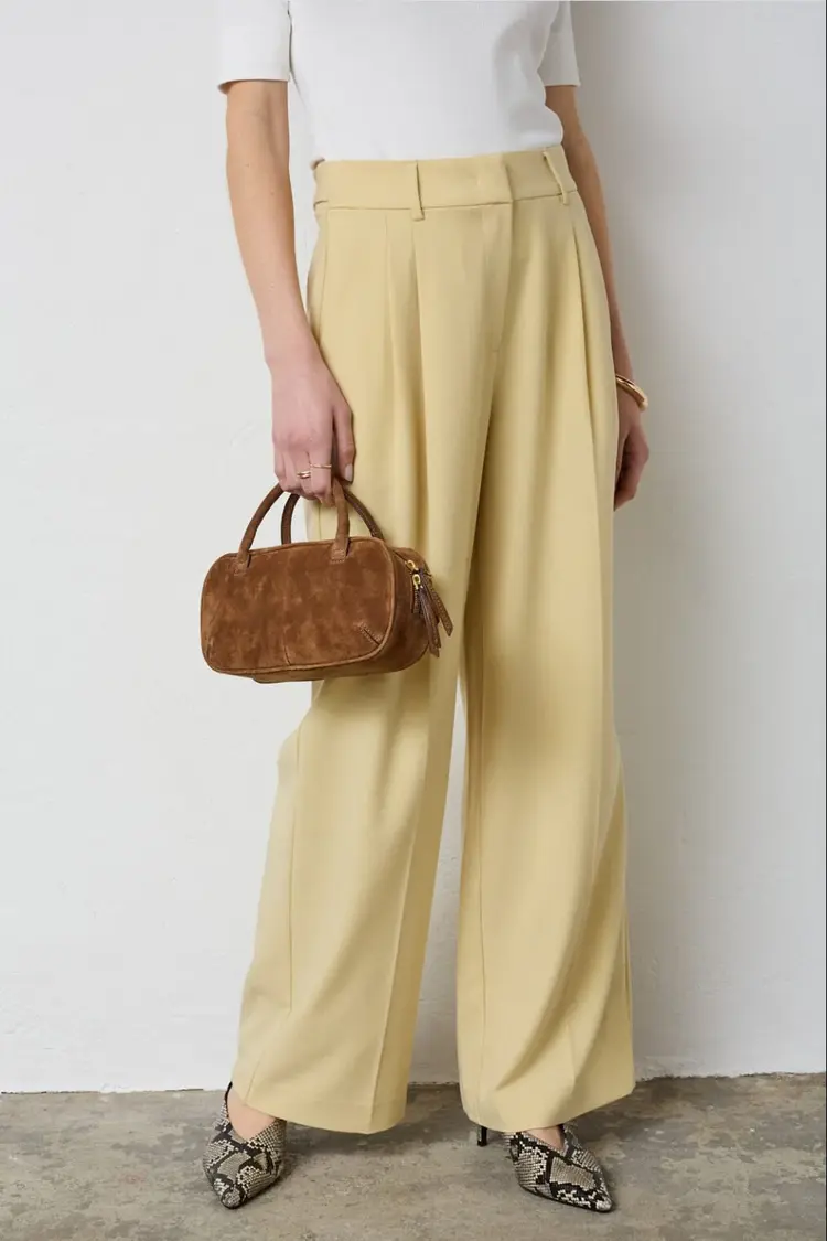 Co'Couture NilanCC Pleat LL Pant Pale Yellow