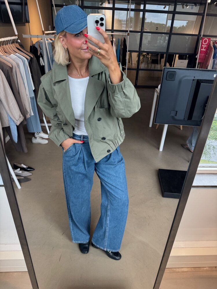 Selected Femme Button Casual Bomber Deep Lichen Green