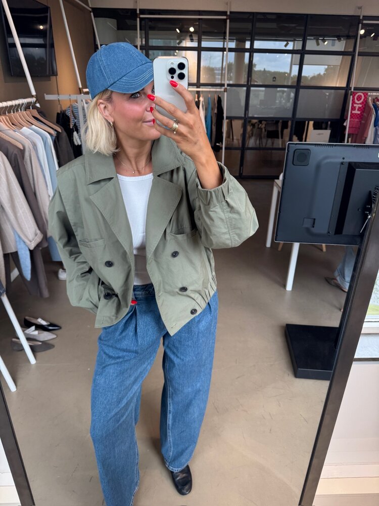 Selected Femme Button Casual Bomber Deep Lichen Green