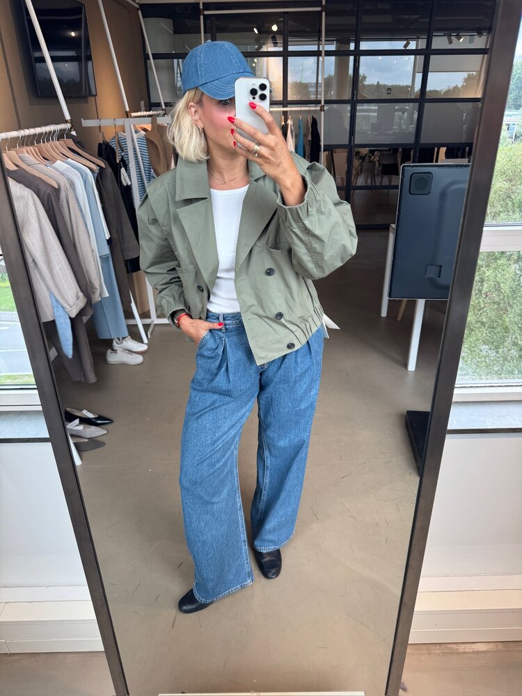 Selected Femme Button Casual Bomber Deep Lichen Green