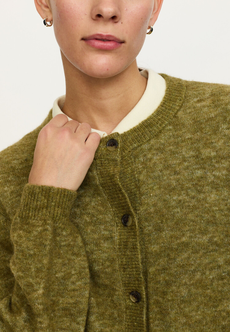Soft Rebels Allison O-Neck Cardigan Knit RWS Dried Herb Melange