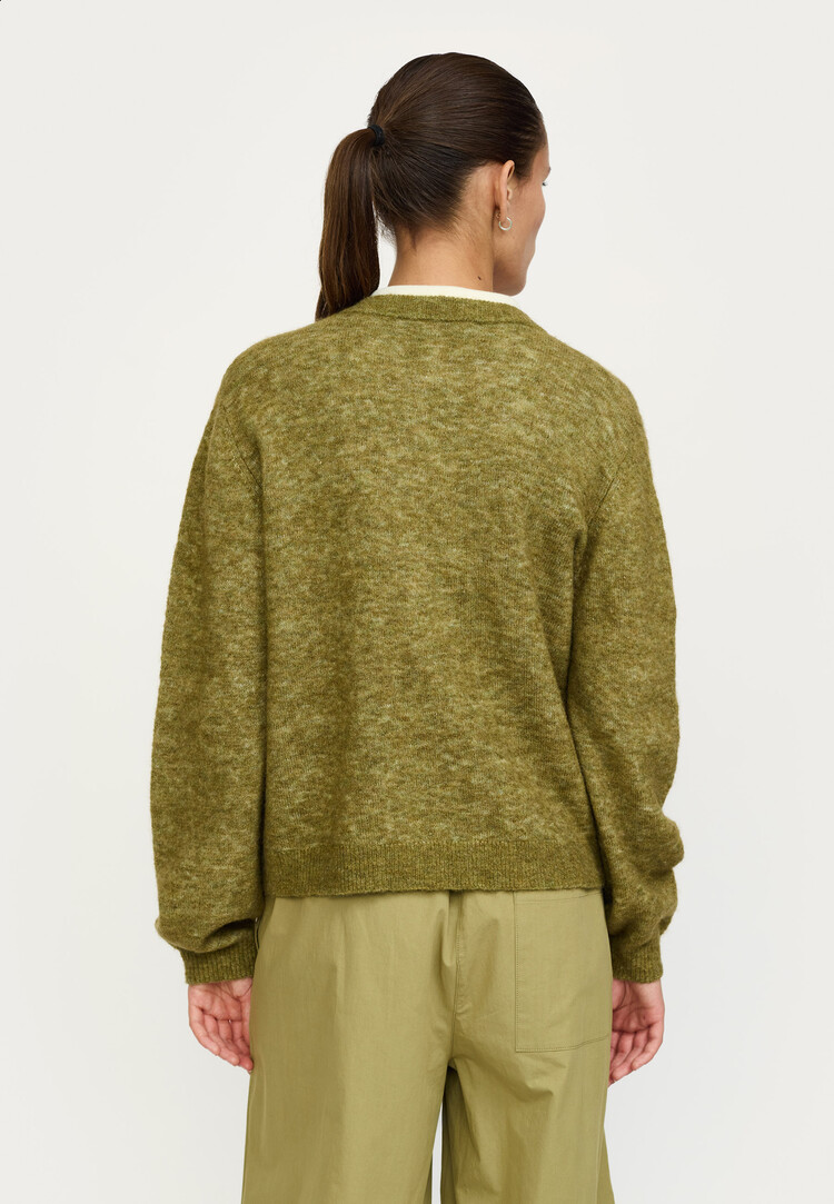 Soft Rebels Allison O-Neck Cardigan Knit RWS Dried Herb Melange