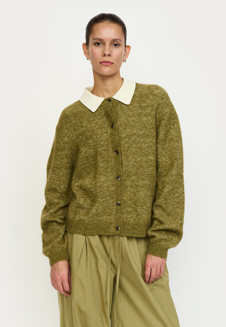 Soft Rebels Allison O-Neck Cardigan Knit RWS Dried Herb Melange