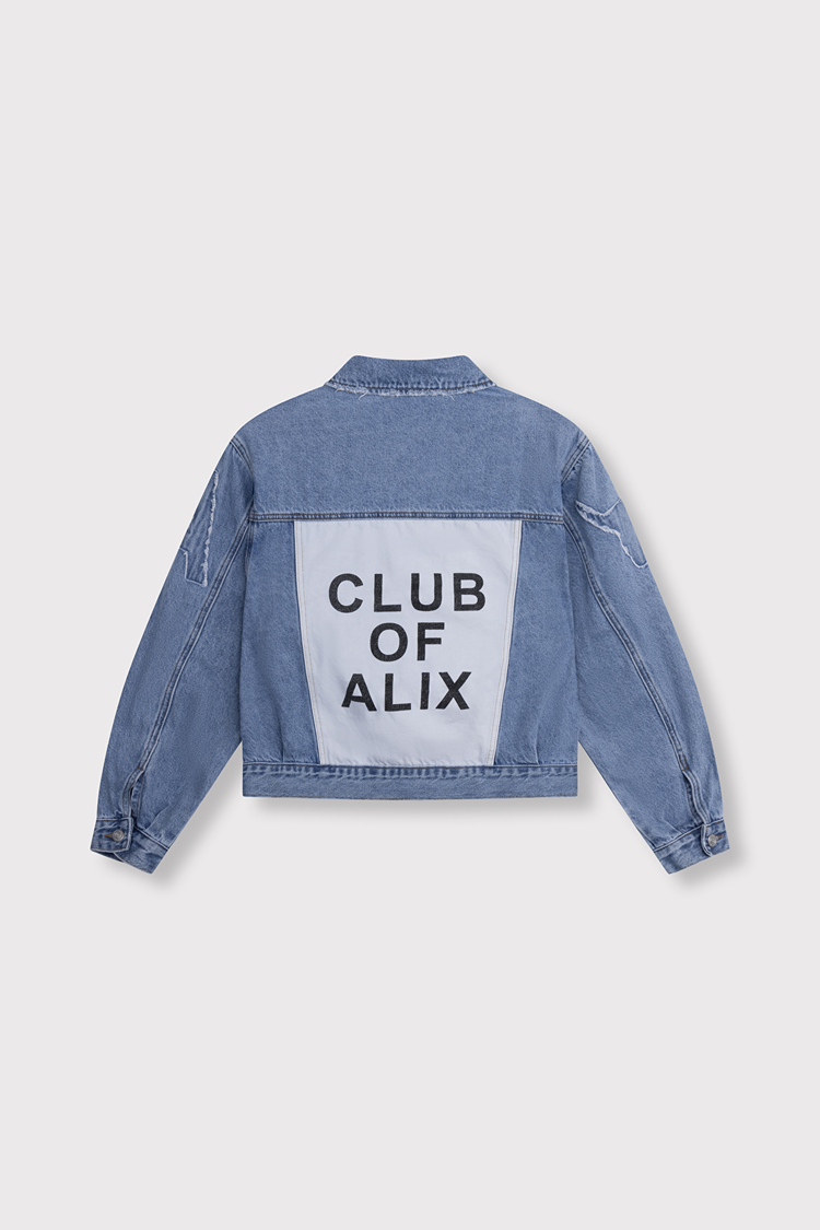 Alix The Label Ladies Woven Soft Denim Patch Jacket Denim Blue