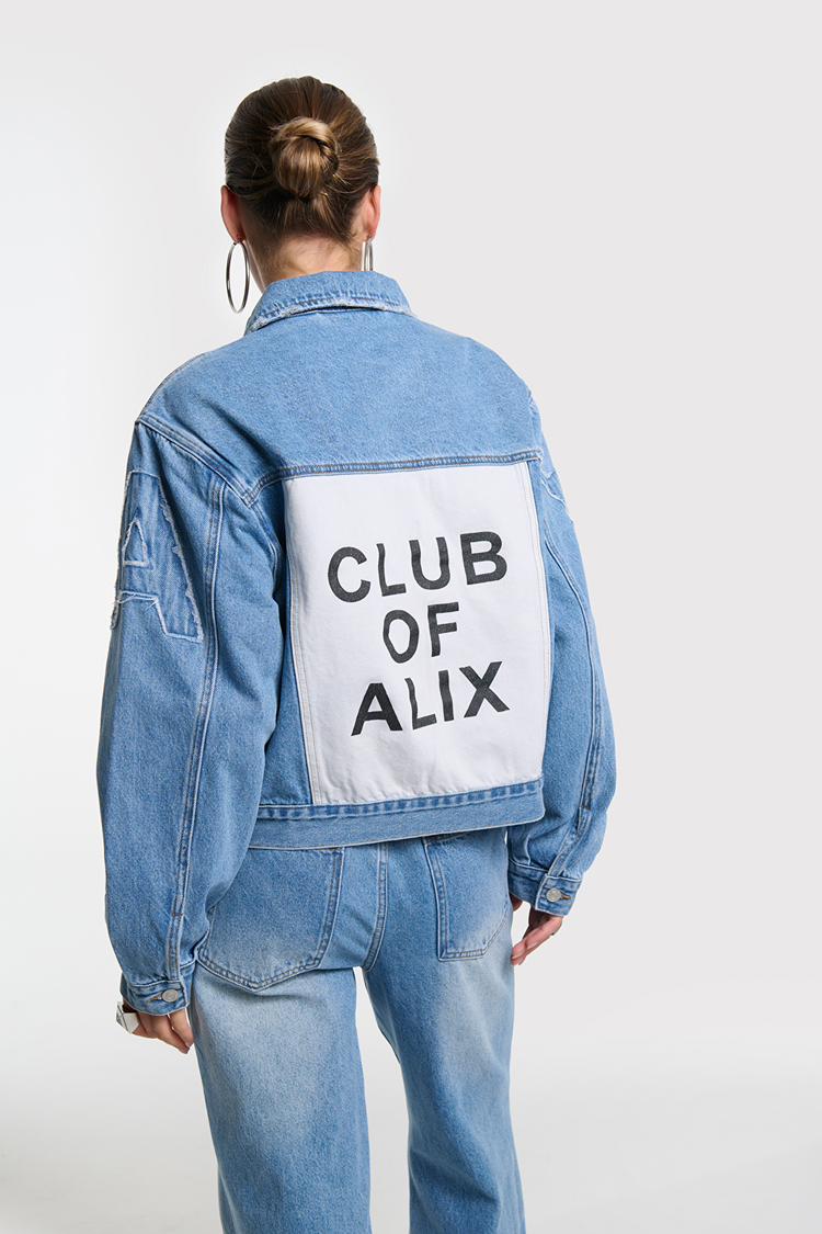 Alix The Label Ladies Woven Soft Denim Patch Jacket Denim Blue