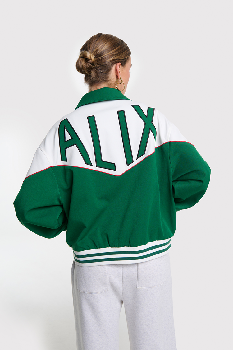 Alix The Label Ladies Woven Colourblocking Bomber Green