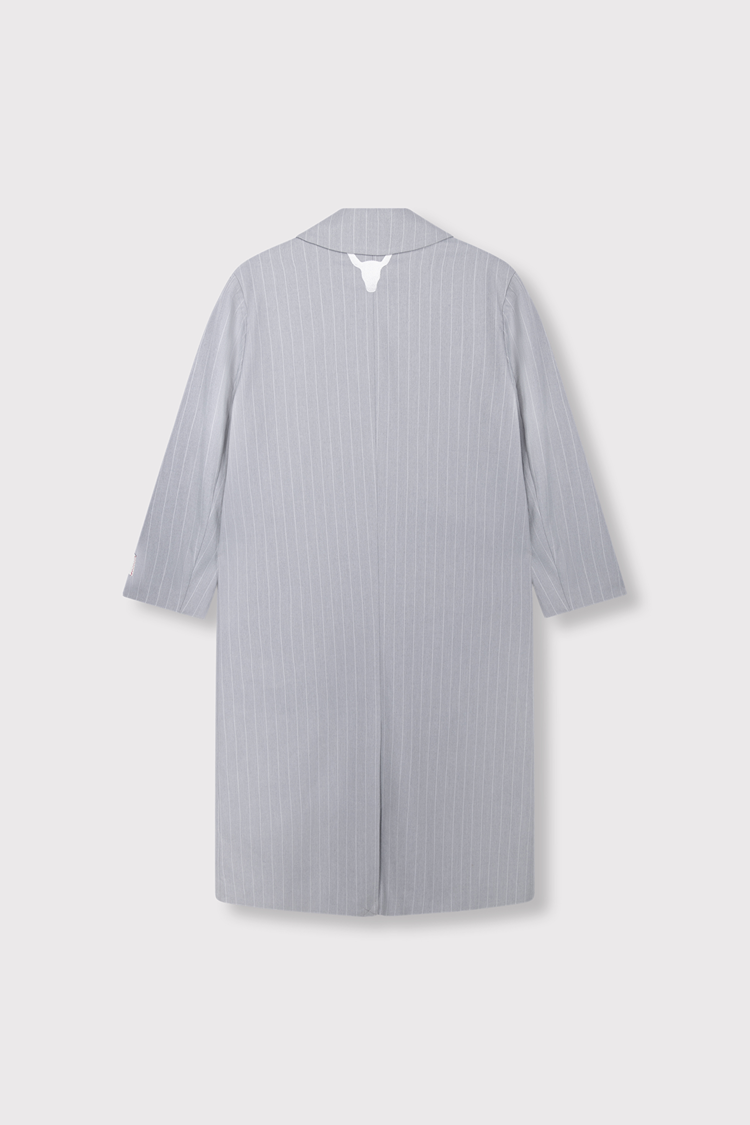 Alix The Label Ladies Woven Pinstripe Coat Light Grey