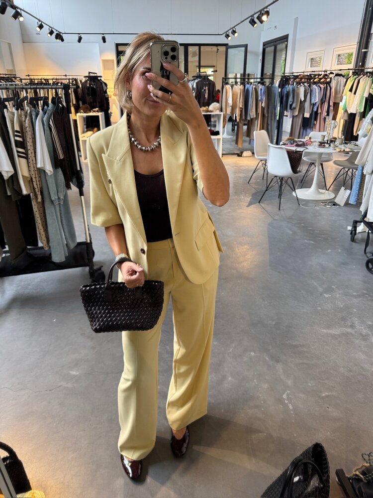 Co'Couture NilanCC Fitted SS Blazer Pale Yellow