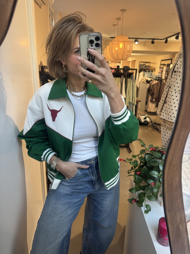 Alix The Label Ladies Woven Colourblocking Bomber Green
