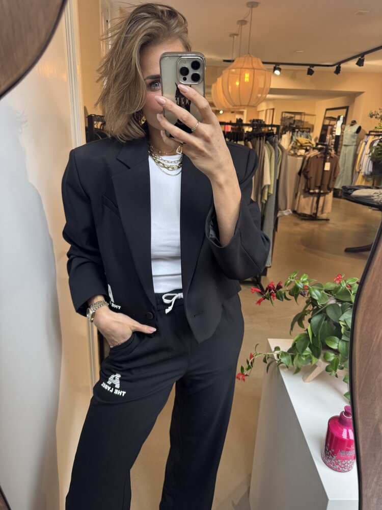 Alix The Label Ladies Woven Flowy Cropped A Blazer Black