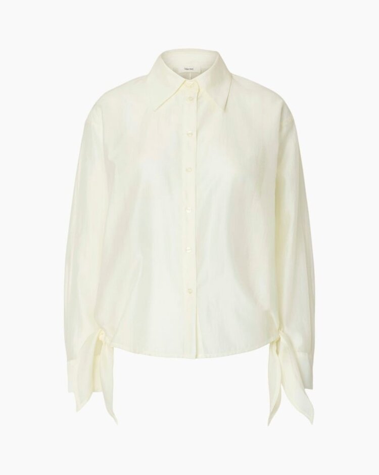 Selected Femme IRIS RELAXED LS TIE DETAIL SHIRT B Egret
