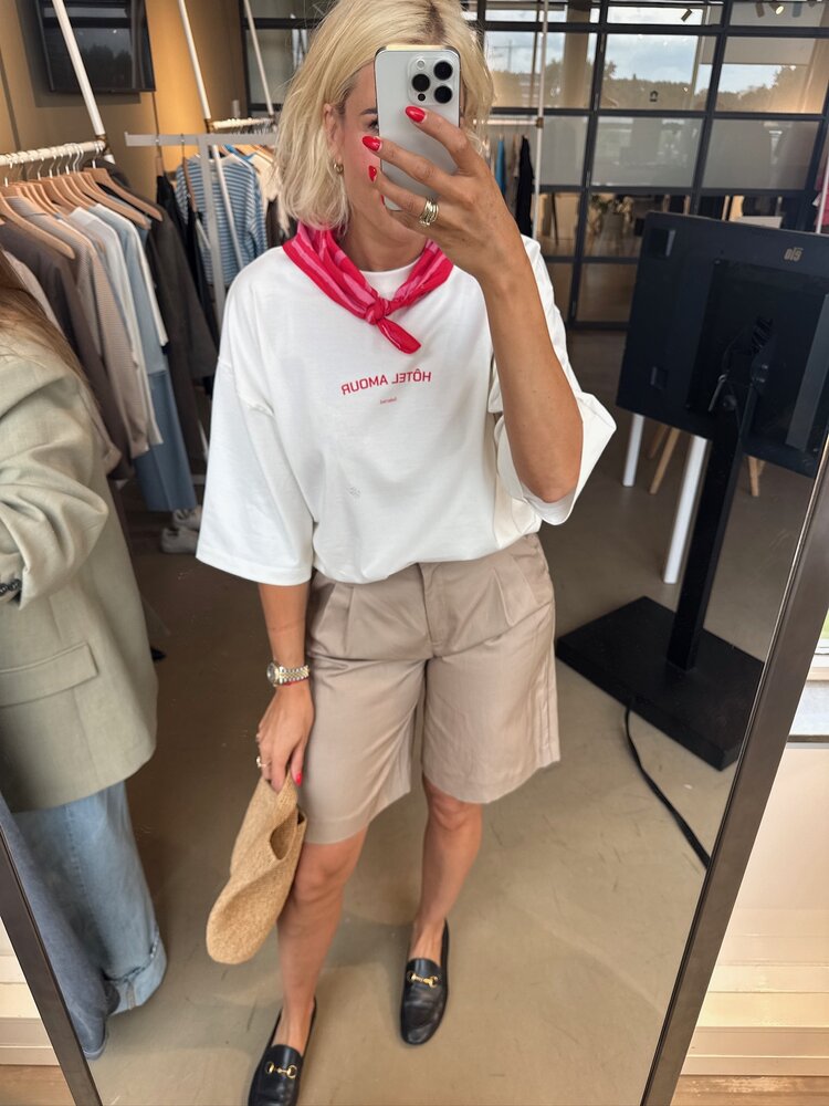 Selected Femme Boxy Lia SS Hotel Amour Tee Egret