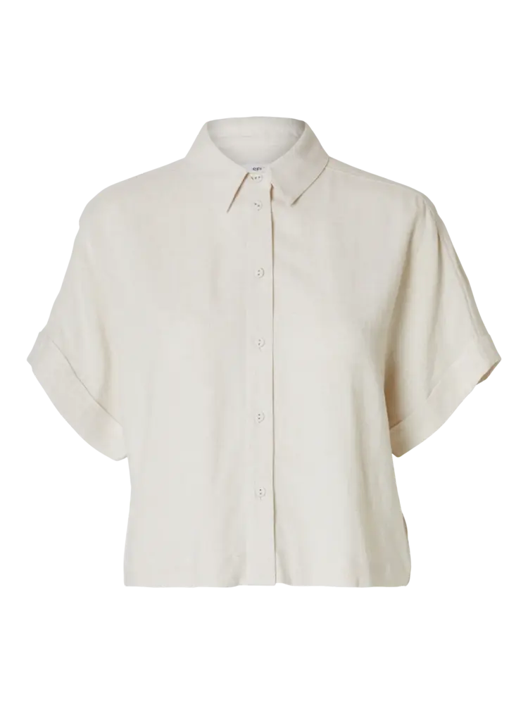 Selected Femme Viva SS Cropped Sun Shirt Noos Sandshell
