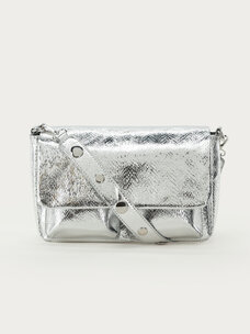 Zilverkleurige Crossbody Tas Met Croco Design
