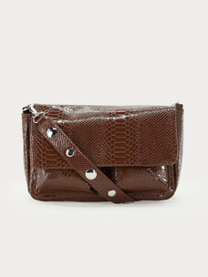 Bruine Crossbody Tas Met Croco Design