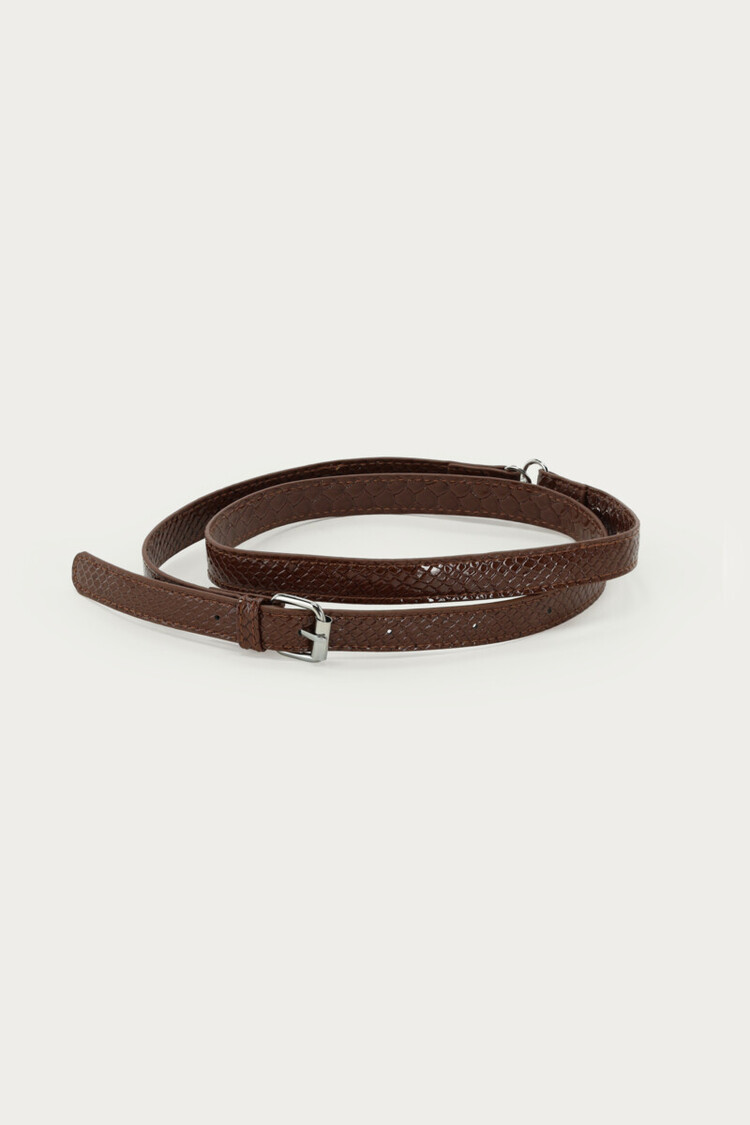 Bruine Crossbody Tas Met Croco Design