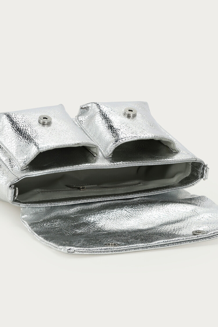 My Jewellery Zilverkleurige Crossbody Tas Met Croco Design