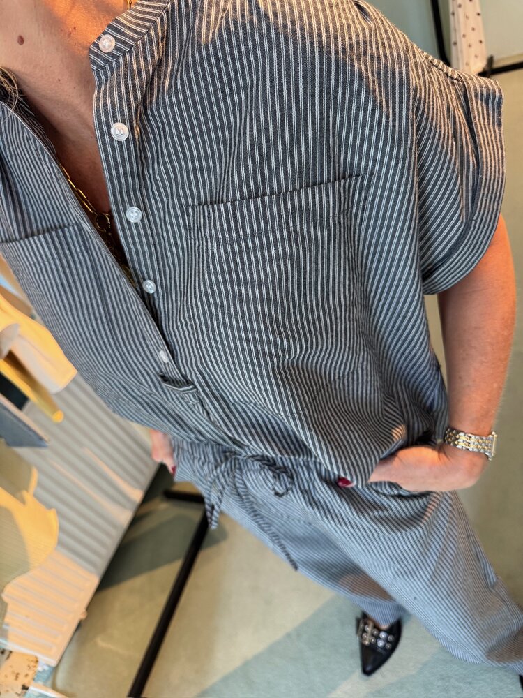 Modström Valentinmd Stripe Top Washed Black Stripe