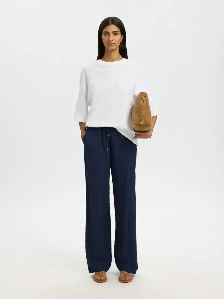 Selected Femme Iona HW Wide String Pant B Dark Sapphire