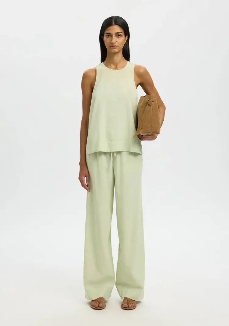 Selected Femme Luisa SL Linen Blend Top Noos Lint