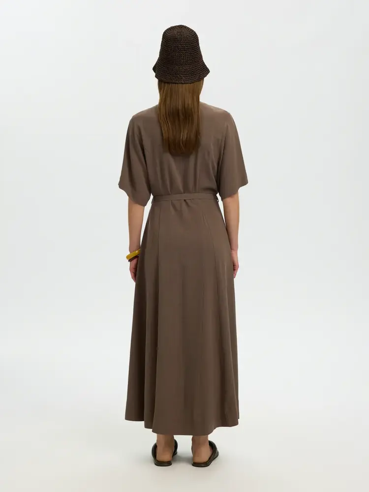Selected Femme Viva Regular Linen Blend Dress Noos Chocolate Chip