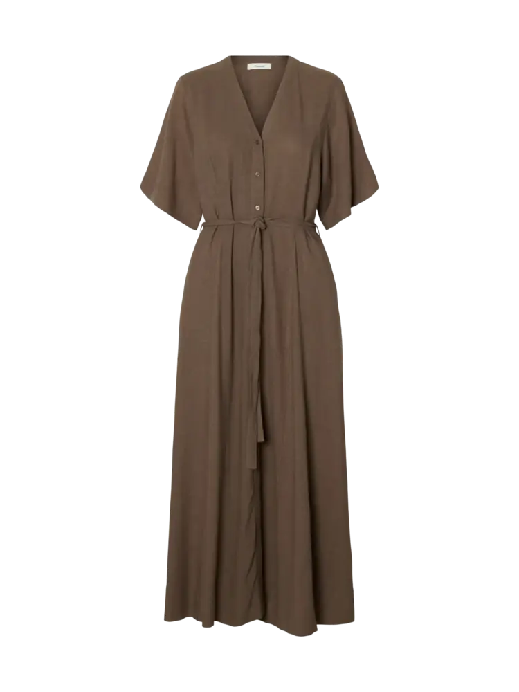 Selected Femme Viva Regular Linen Blend Dress Noos Chocolate Chip