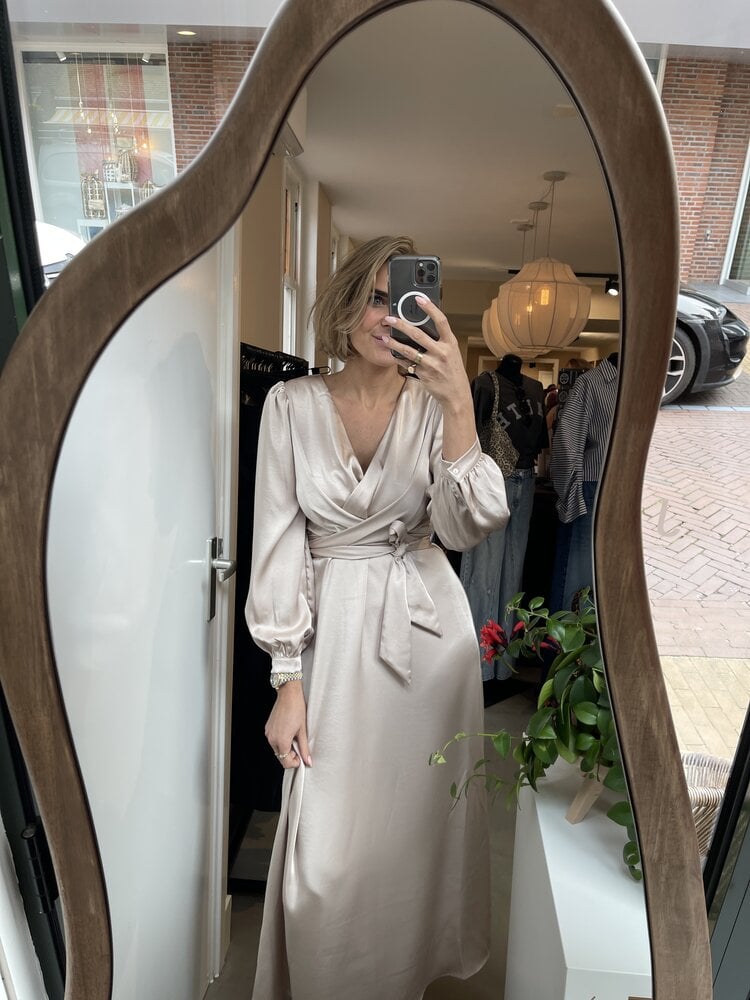 Neo Noir Bretti Heavy Sateen Dress Champagne