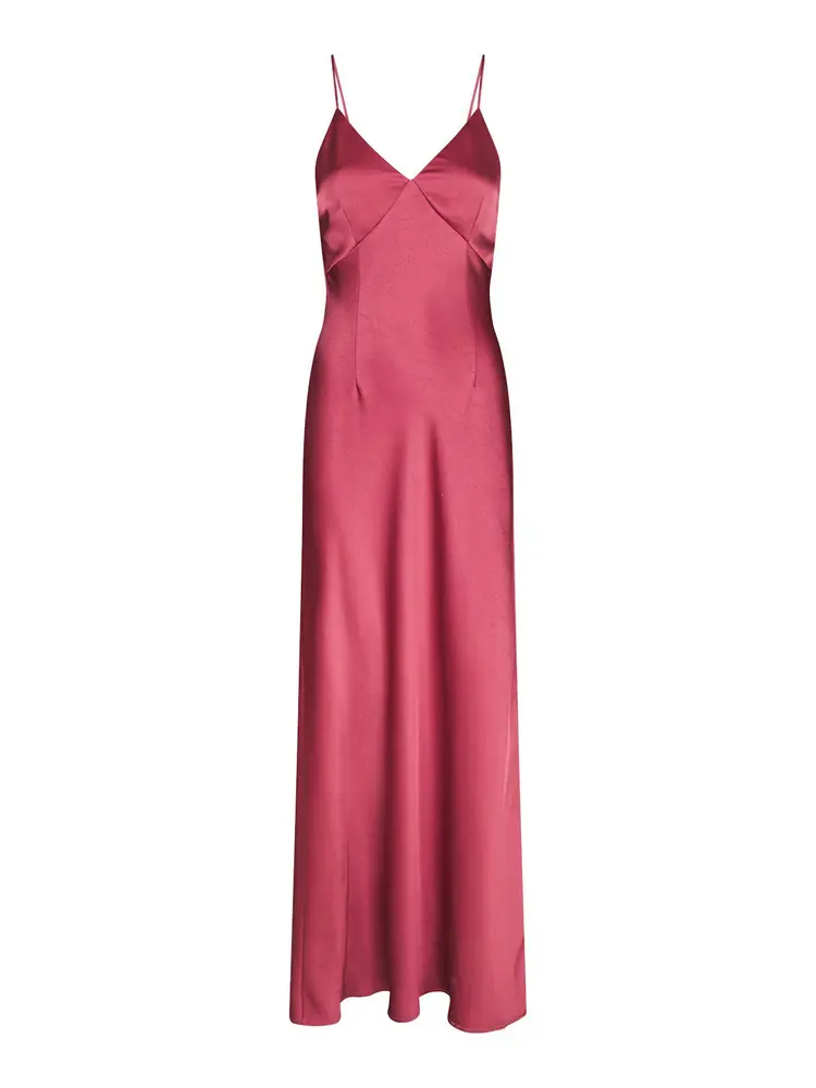 Neo Noir Colly Heavy Sateen Dress Cherry Pink