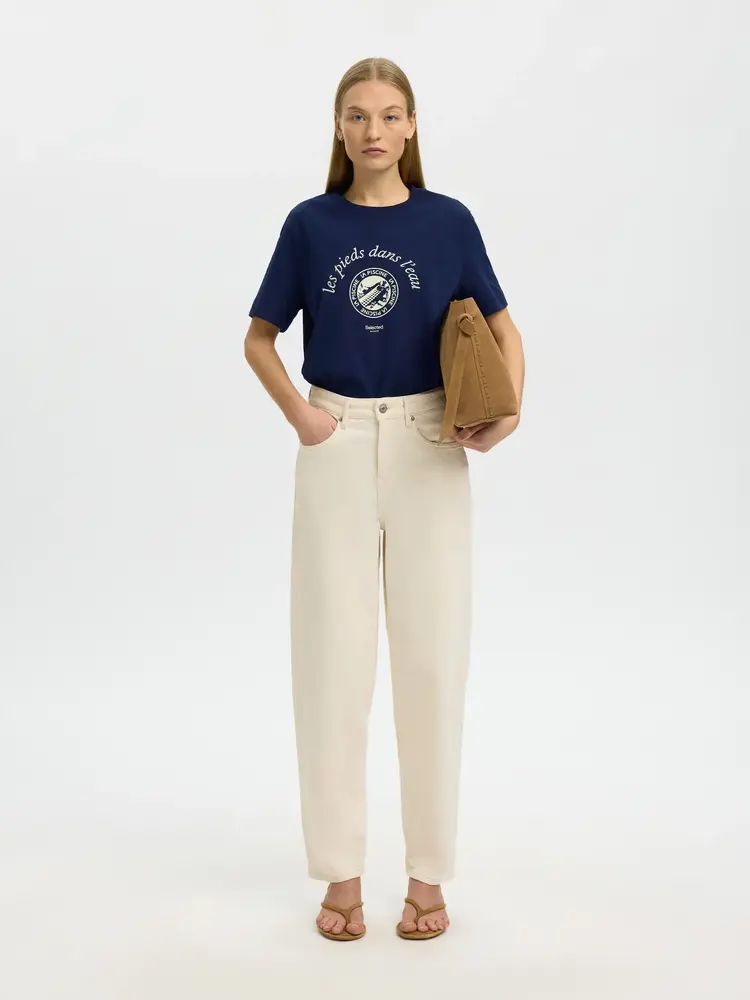 Selected Femme Felisa SS Tee Ocean Cavern/Egret
