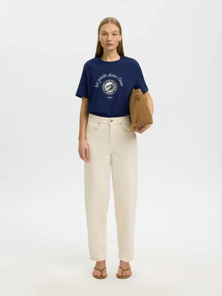 Selected Femme Felisa SS Tee Ocean Cavern/Egret