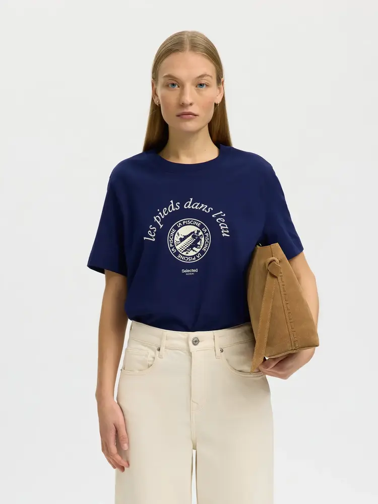 Selected Femme Felisa SS Tee Ocean Cavern/Egret