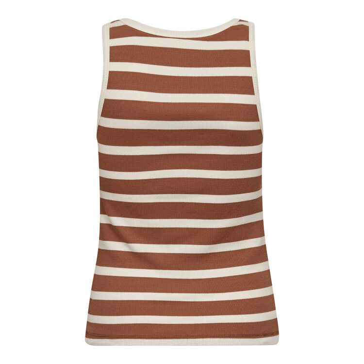 Co'Couture GrannyCC Rib Emb. Tank Top OffWhite/Suntan