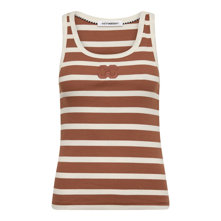 Co'Couture GrannyCC Rib Emb. Tank Top OffWhite/Suntan