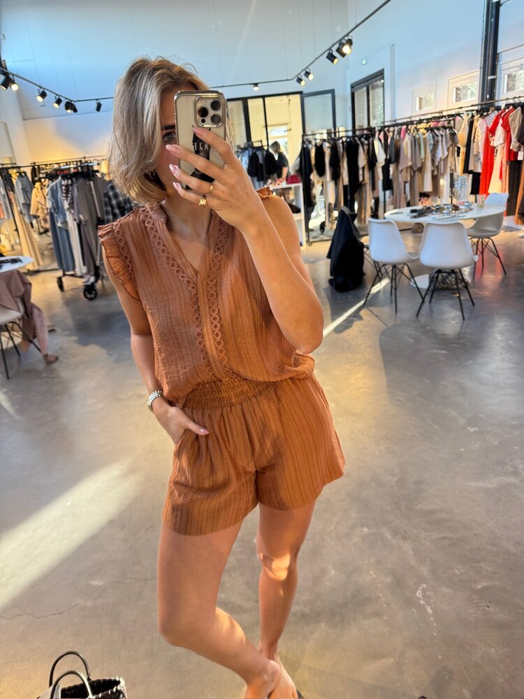 Co'Couture ReggieCC Frill Top Suntan