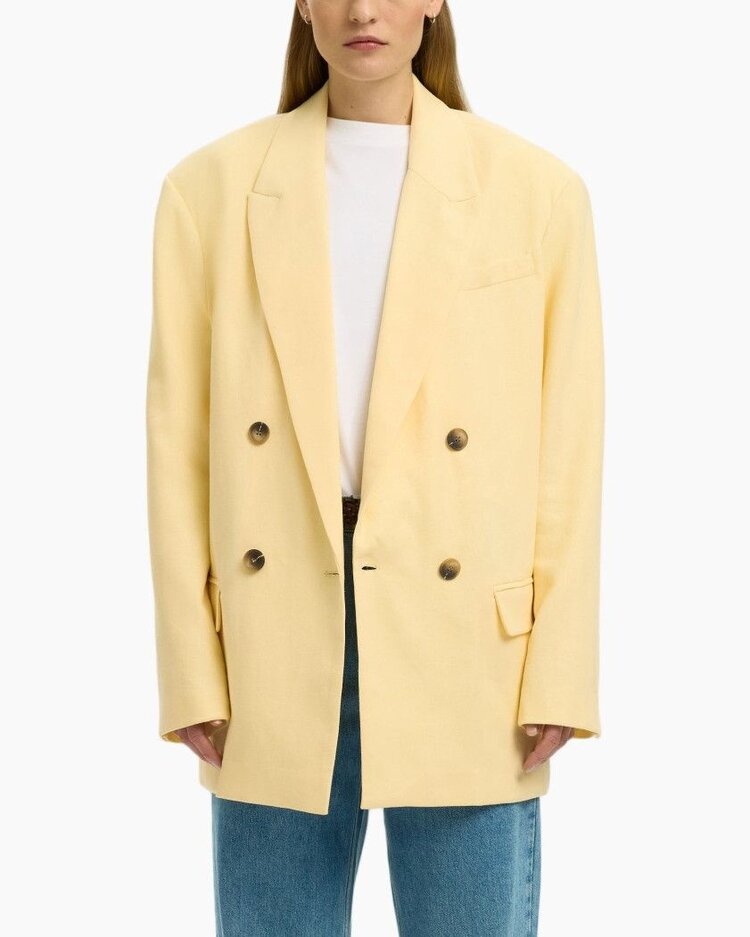 Selected Femme Oversized Marlie DB Blazer Italian Straw