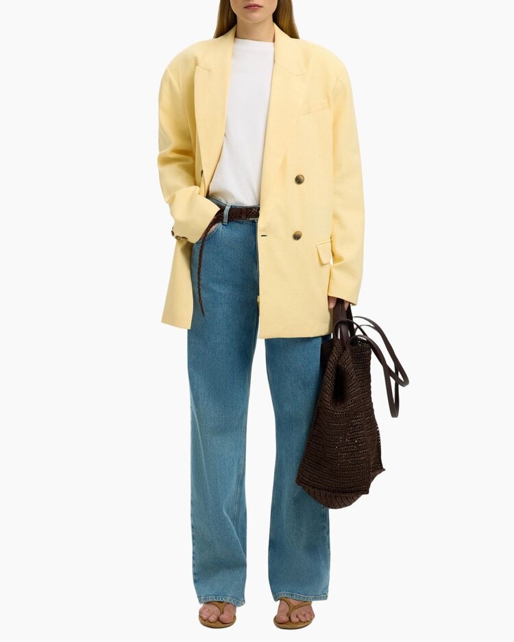 Selected Femme Oversized Marlie DB Blazer Italian Straw