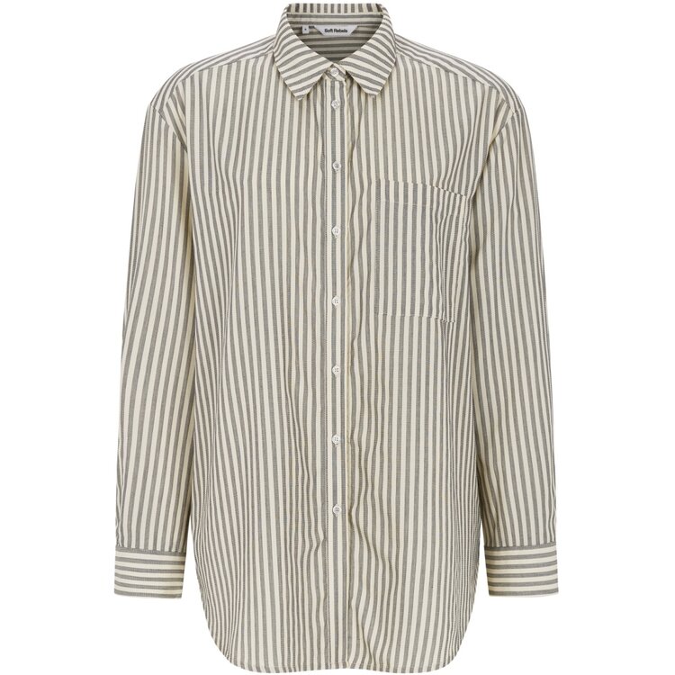 Soft Rebels Veronica Striped Shirt Stripe Artic Wolf W Total Eclipse