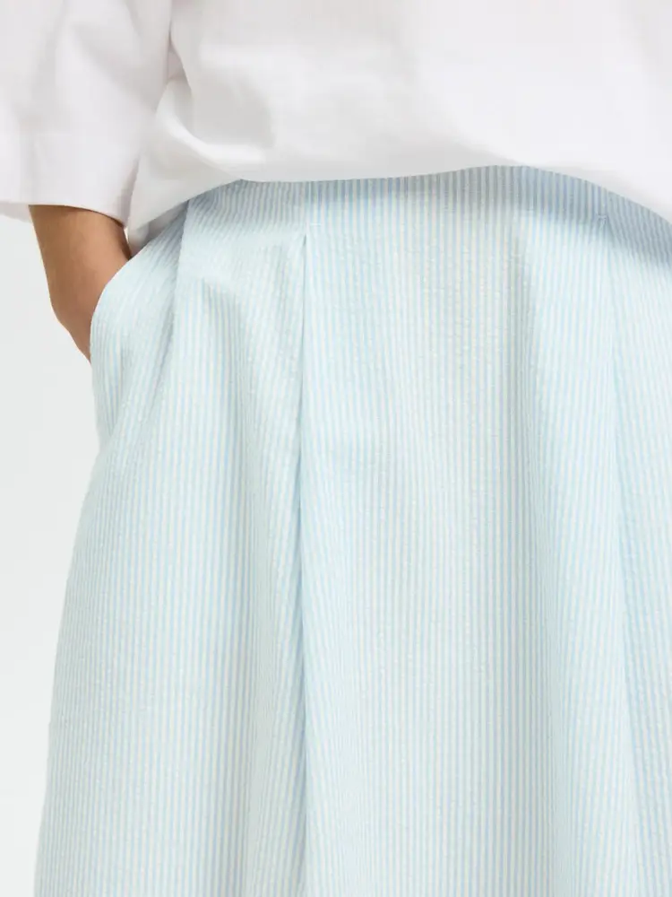 Selected Femme Hannah HW Midi Skirt B Cashmere Blue/Stripes