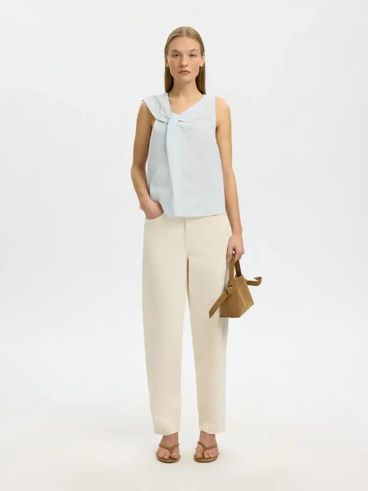 Selected Femme Hannah SL Twist Top Cashmere Blue/Stripes